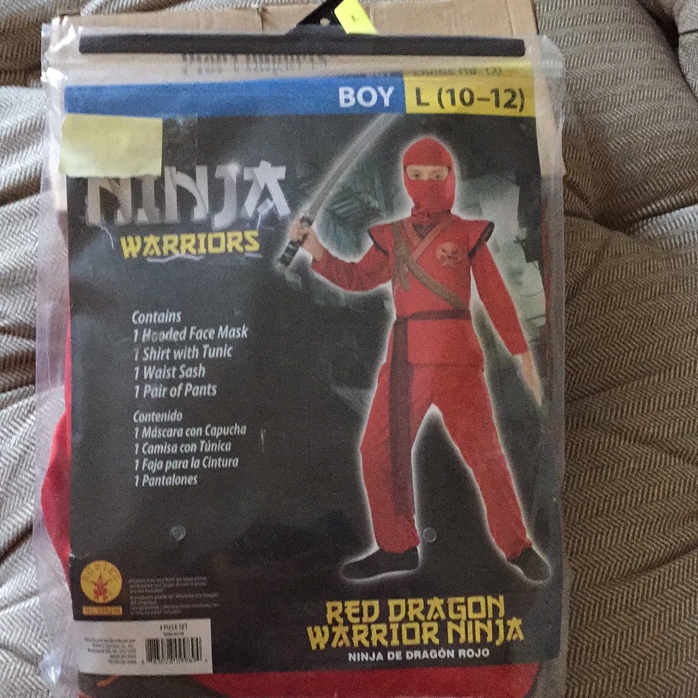 Costume warriors ninja boy size L 10-12 new